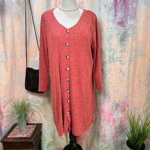 📌Liberty Love Knitted Casual Button Down Plus Size Dress with Long Sleeves